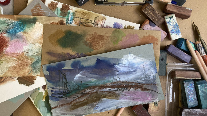 {VIDEO} 5 papers: painting with #tracibautistaCOLOR SPRING PIGMENT BARS & mixed media