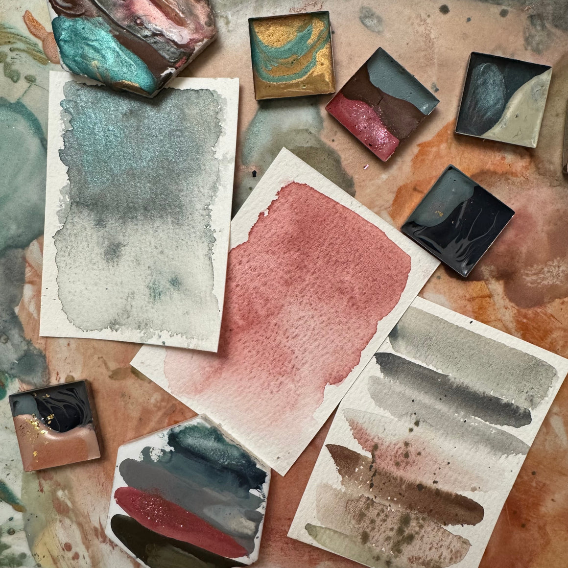 #tracibautistaCOLOR ~ BEACHCOMBER: Tidal Echoes multicolor watercolor pans {2-set}