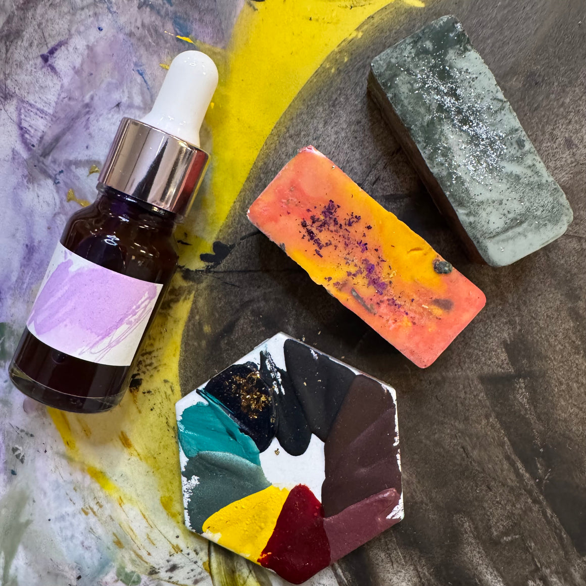 #tracibautistaCOLOR ~ SEVEN collection multi-color watercolor mini XL swatch tile {4-set}