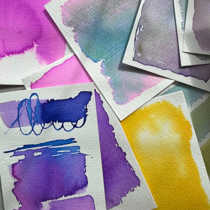 #tracibautstaCOLOR ink swatches on watercolor paper