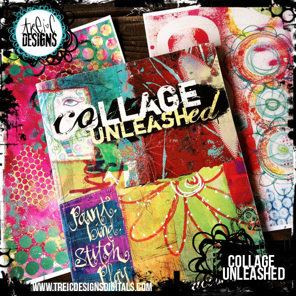 Collage Unleashed autographed book + collage sticker kit