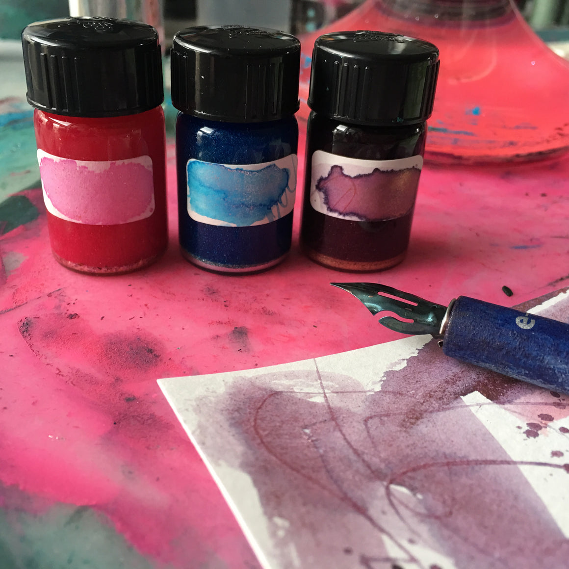 #tracibautistaCOLOR ~ winter WONDER artisan calligraphy ink 3 set