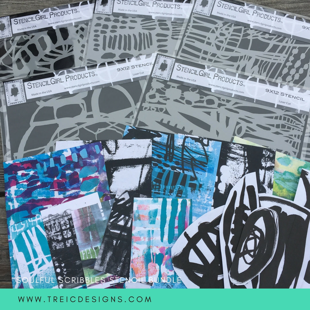 SOULFUL SCRIBBLES stencil BUNDLE